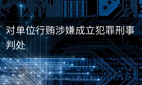 对单位行贿涉嫌成立犯罪刑事判处