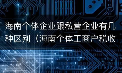 海南个体企业跟私营企业有几种区别（海南个体工商户税收优惠政策）
