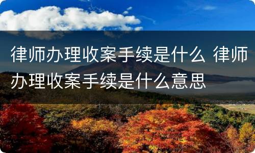 律师办理收案手续是什么 律师办理收案手续是什么意思