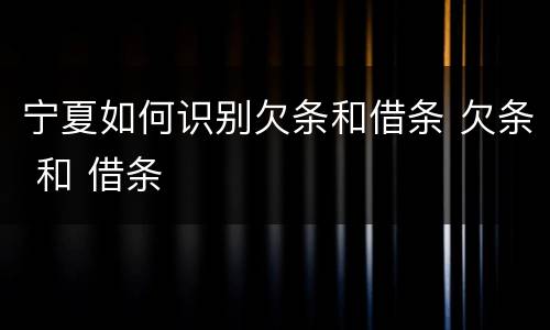 宁夏如何识别欠条和借条 欠条 和 借条