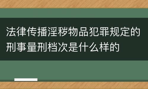 法律传播淫秽物品犯罪规定的刑事量刑档次是什么样的