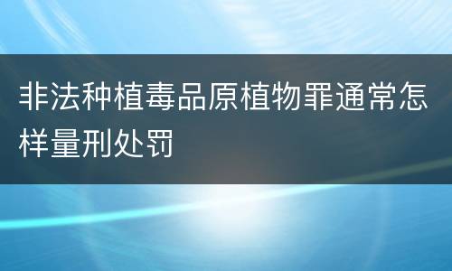 非法种植毒品原植物罪通常怎样量刑处罚