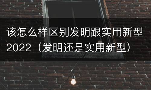该怎么样区别发明跟实用新型2022（发明还是实用新型）