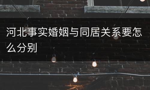 河北事实婚姻与同居关系要怎么分别