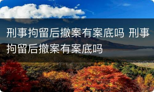 刑事拘留后撤案有案底吗 刑事拘留后撤案有案底吗