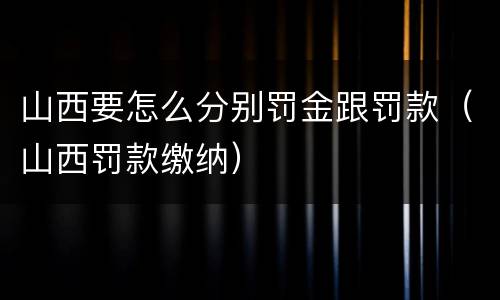 山西要怎么分别罚金跟罚款（山西罚款缴纳）