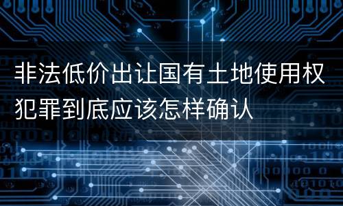 非法低价出让国有土地使用权犯罪到底应该怎样确认
