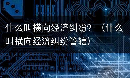什么叫横向经济纠纷？（什么叫横向经济纠纷管辖）