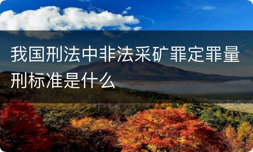 我国刑法中非法采矿罪定罪量刑标准是什么