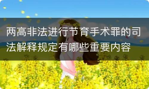 两高非法进行节育手术罪的司法解释规定有哪些重要内容