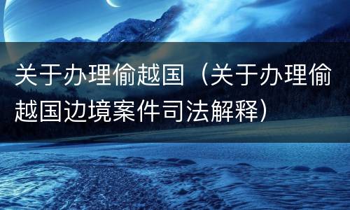 关于办理偷越国（关于办理偷越国边境案件司法解释）