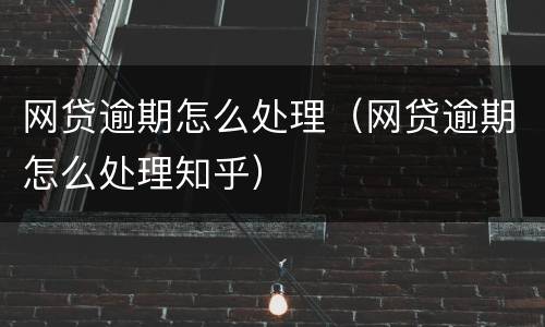 网贷逾期怎么处理（网贷逾期怎么处理知乎）