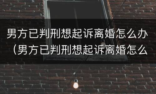 男方已判刑想起诉离婚怎么办（男方已判刑想起诉离婚怎么办理）