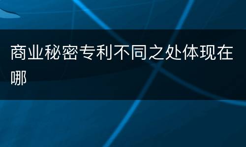 商业秘密专利不同之处体现在哪