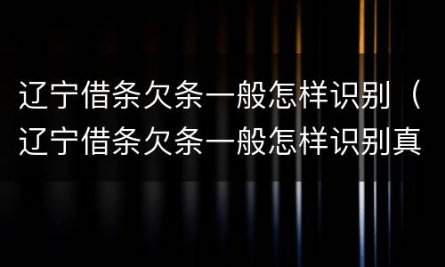 辽宁借条欠条一般怎样识别（辽宁借条欠条一般怎样识别真假）