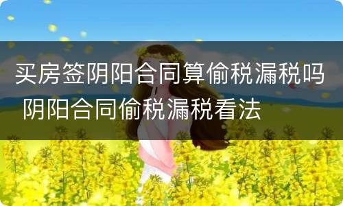 买房签阴阳合同算偷税漏税吗 阴阳合同偷税漏税看法