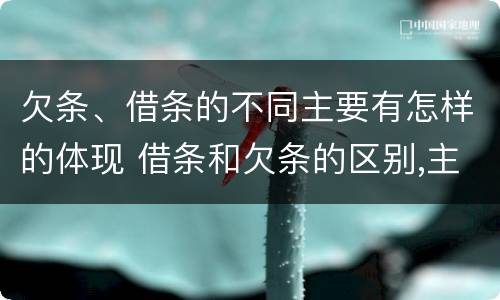 欠条、借条的不同主要有怎样的体现 借条和欠条的区别,主要体现在哪些方面?