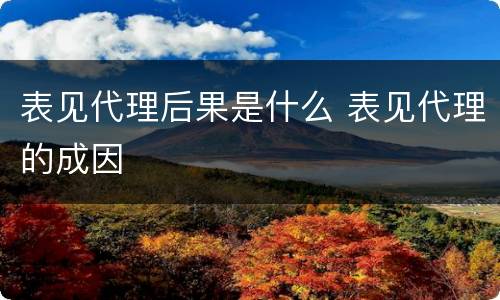 表见代理后果是什么 表见代理的成因