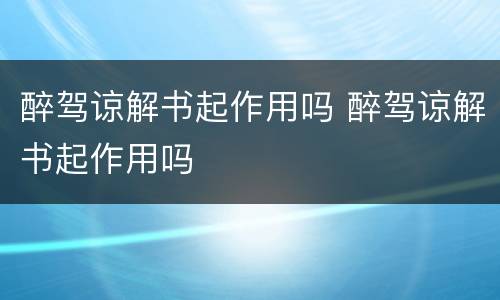 醉驾谅解书起作用吗 醉驾谅解书起作用吗