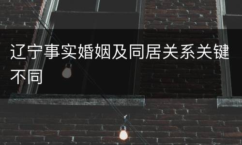 辽宁事实婚姻及同居关系关键不同