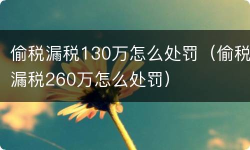偷税漏税130万怎么处罚（偷税漏税260万怎么处罚）