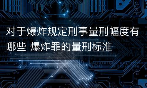 对于爆炸规定刑事量刑幅度有哪些 爆炸罪的量刑标准