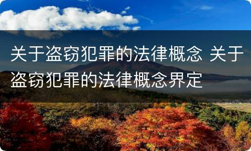 关于盗窃犯罪的法律概念 关于盗窃犯罪的法律概念界定