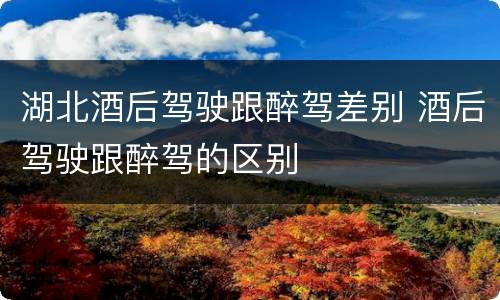 湖北酒后驾驶跟醉驾差别 酒后驾驶跟醉驾的区别
