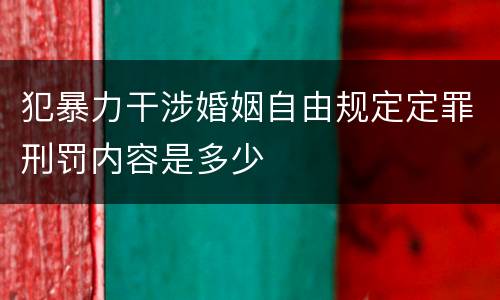 犯暴力干涉婚姻自由规定定罪刑罚内容是多少