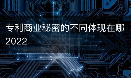 专利商业秘密的不同体现在哪2022