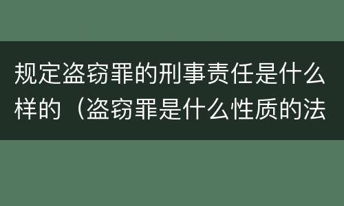 规定盗窃罪的刑事责任是什么样的（盗窃罪是什么性质的法律责任）