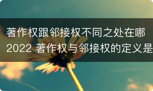 著作权跟邻接权不同之处在哪2022 著作权与邻接权的定义是什么