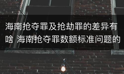 海南抢夺罪及抢劫罪的差异有啥 海南抢夺罪数额标准问题的规定