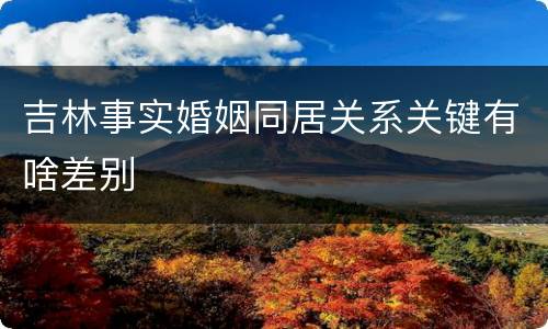 吉林事实婚姻同居关系关键有啥差别