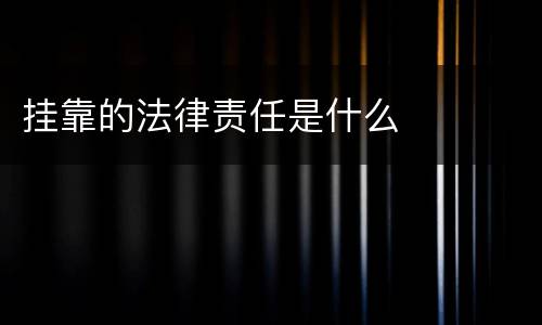 挂靠的法律责任是什么