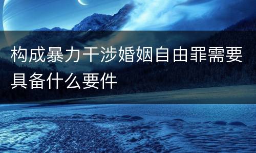 构成暴力干涉婚姻自由罪需要具备什么要件