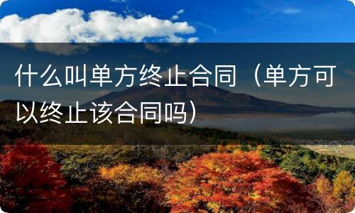 什么叫单方终止合同（单方可以终止该合同吗）