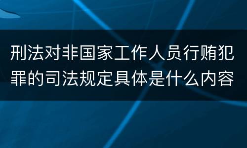 刑法对非国家工作人员行贿犯罪的司法规定具体是什么内容