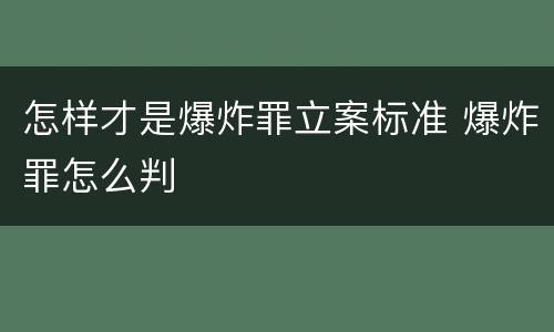 怎样才是爆炸罪立案标准 爆炸罪怎么判