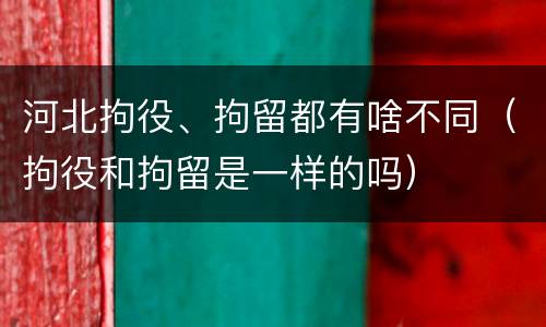 河北拘役、拘留都有啥不同（拘役和拘留是一样的吗）