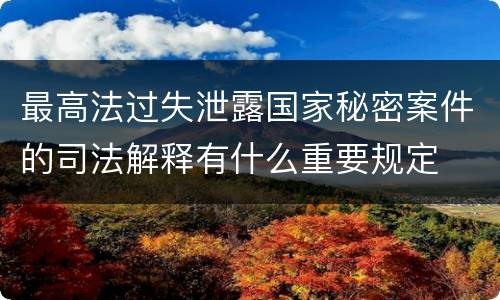 最高法过失泄露国家秘密案件的司法解释有什么重要规定