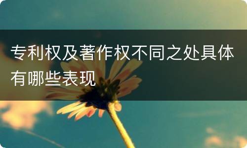 专利权及著作权不同之处具体有哪些表现