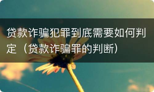 贷款诈骗犯罪到底需要如何判定（贷款诈骗罪的判断）