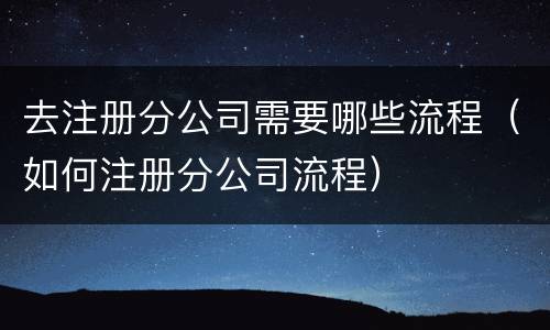 去注册分公司需要哪些流程（如何注册分公司流程）