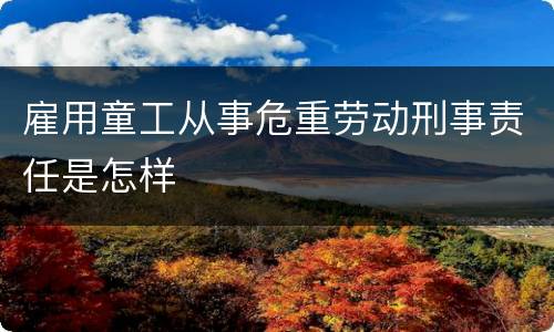 雇用童工从事危重劳动刑事责任是怎样