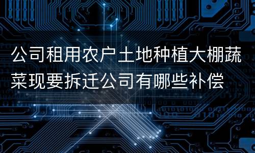 公司租用农户土地种植大棚蔬菜现要拆迁公司有哪些补偿