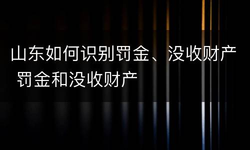 山东如何识别罚金、没收财产 罚金和没收财产