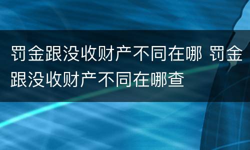 罚金跟没收财产不同在哪 罚金跟没收财产不同在哪查