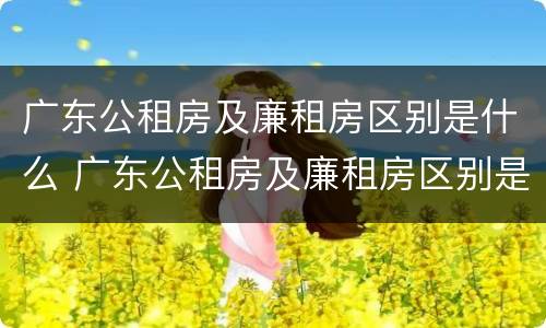 广东公租房及廉租房区别是什么 广东公租房及廉租房区别是什么意思