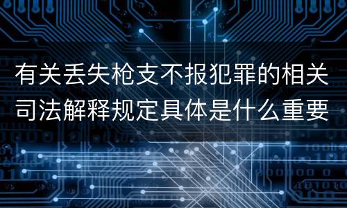 有关丢失枪支不报犯罪的相关司法解释规定具体是什么重要内容